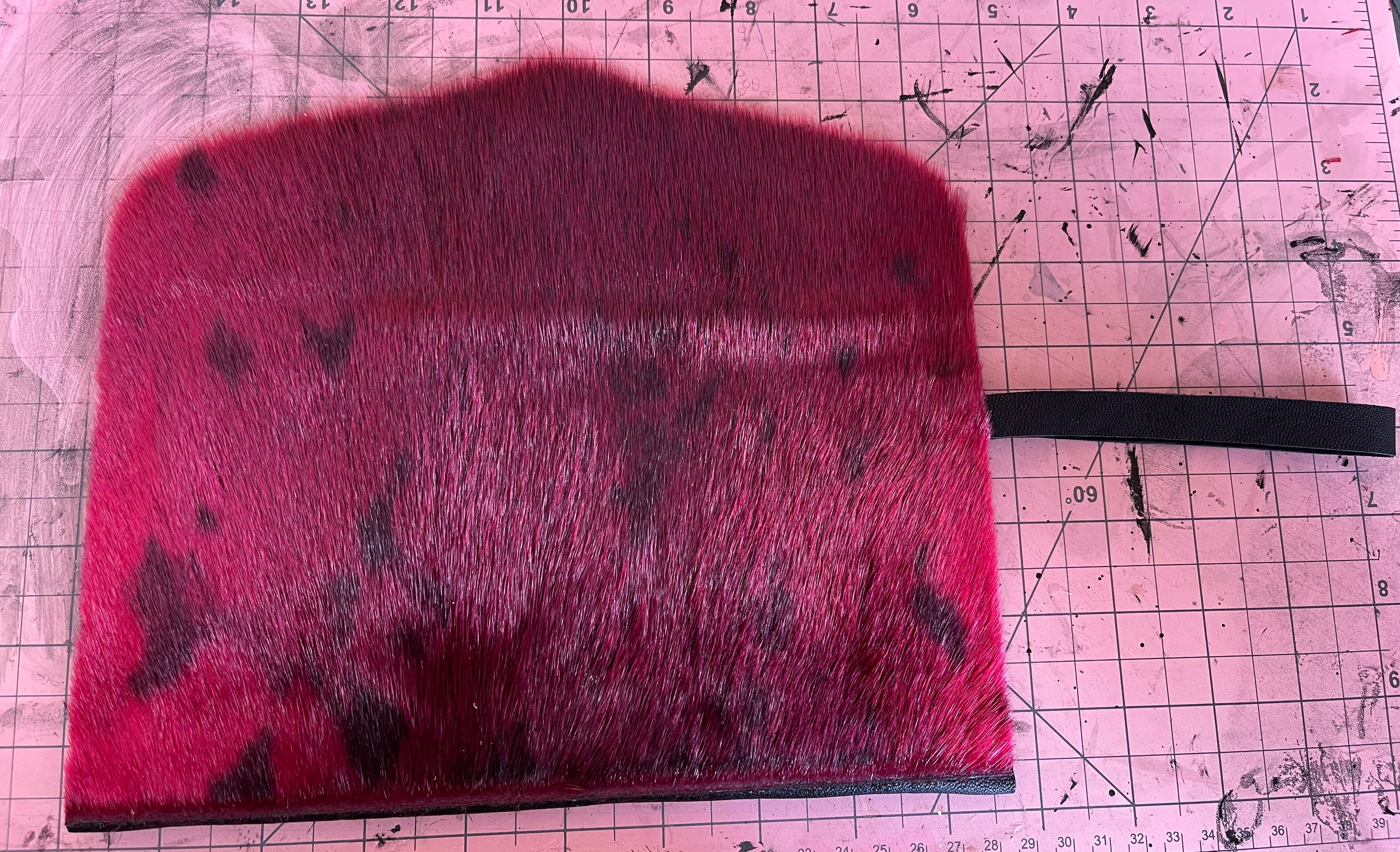 Clutch - Dyed Red Harp Seal Fur w/strap