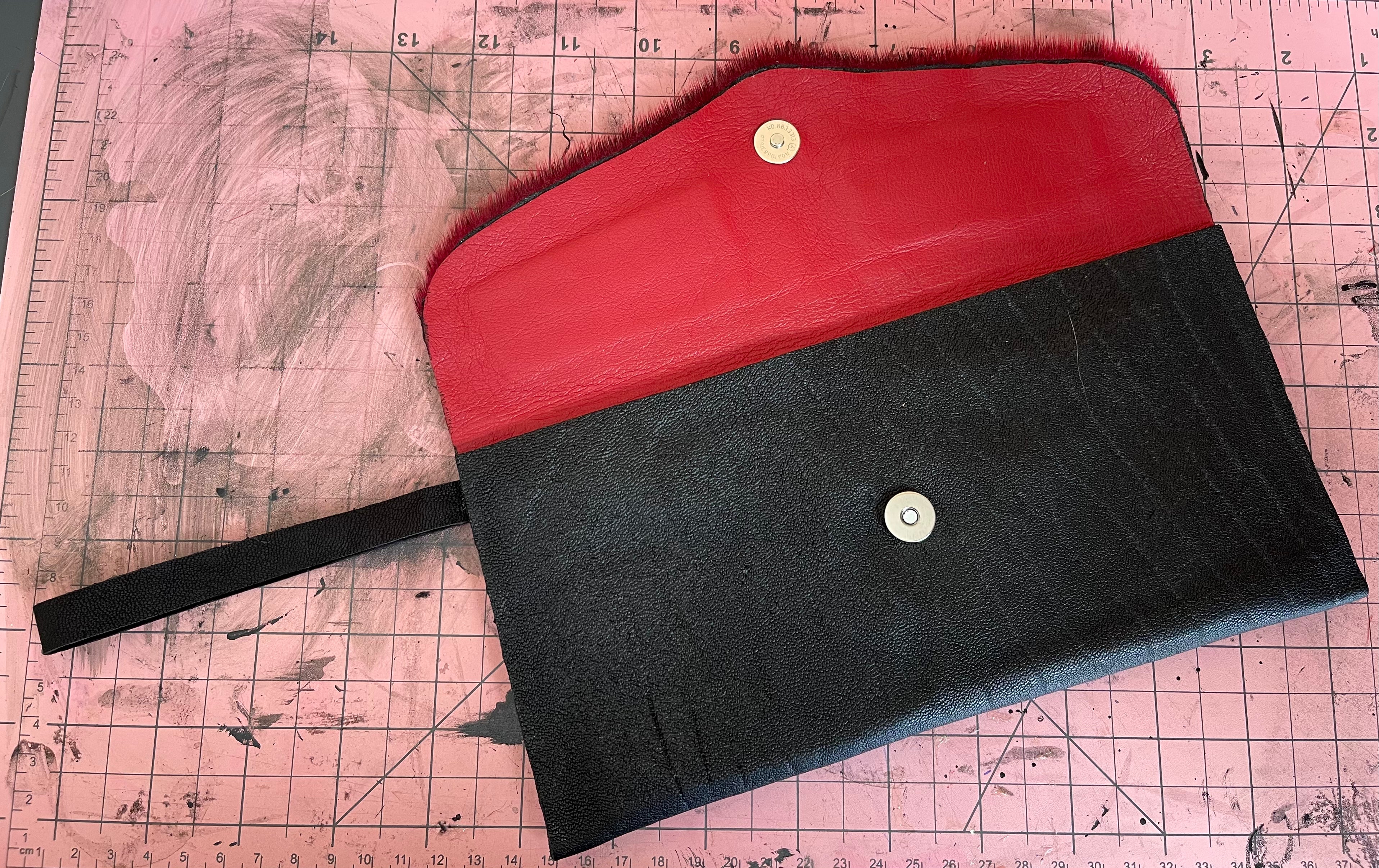 Clutch - Dyed Red Harp Seal Fur w/strap