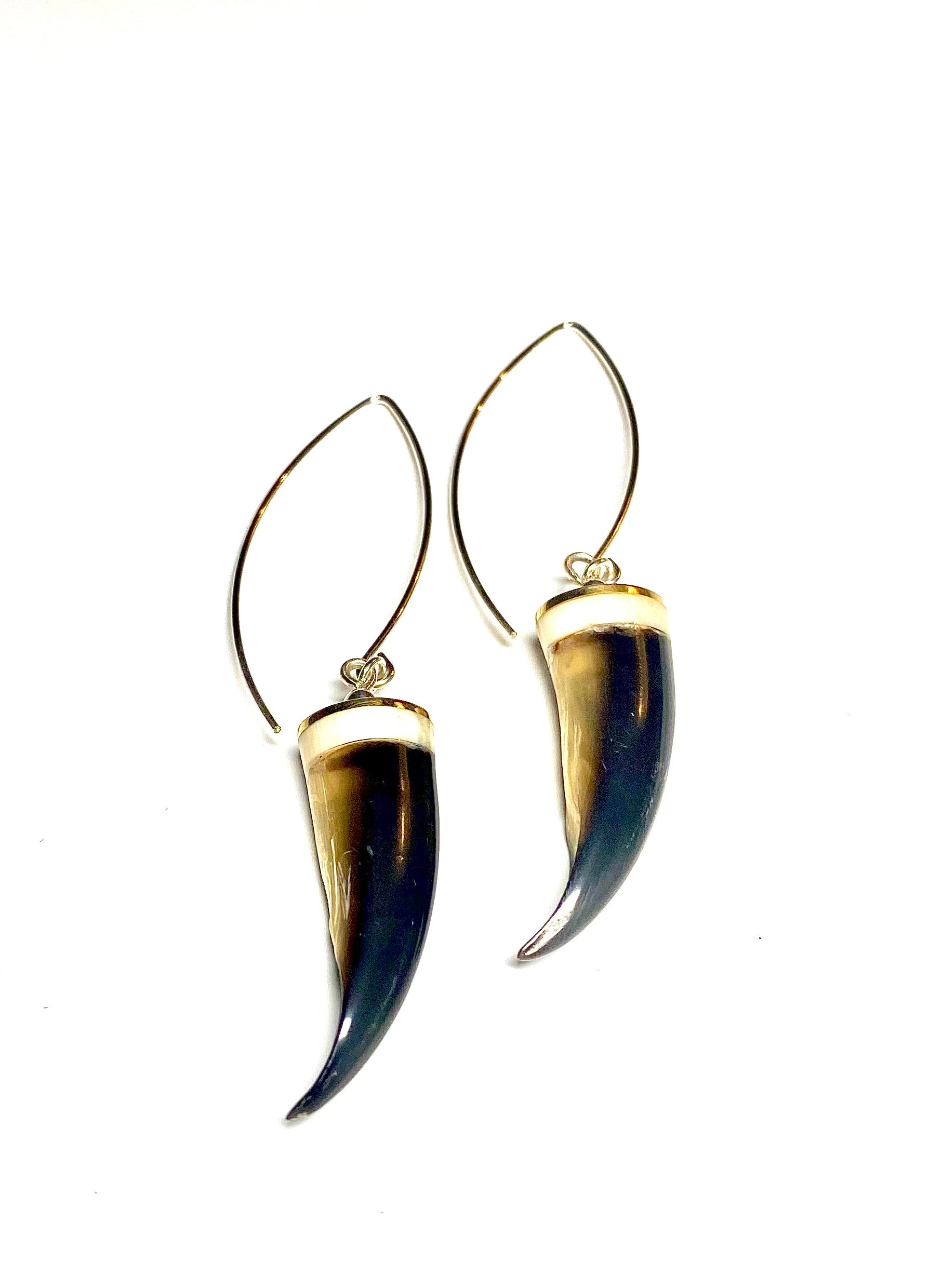 Bearded Seal Claw Earrings w/Walrus Tusk Ivory & Brass