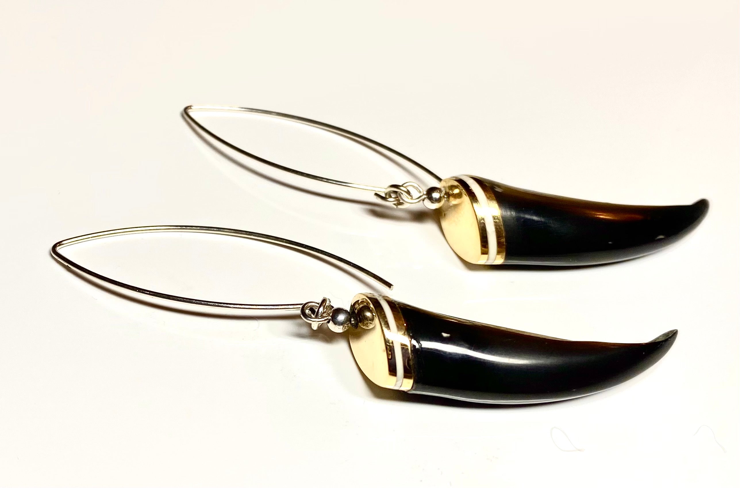 Bearded Seal Claw Earrings w/Walrus Tusk Ivory & Brass